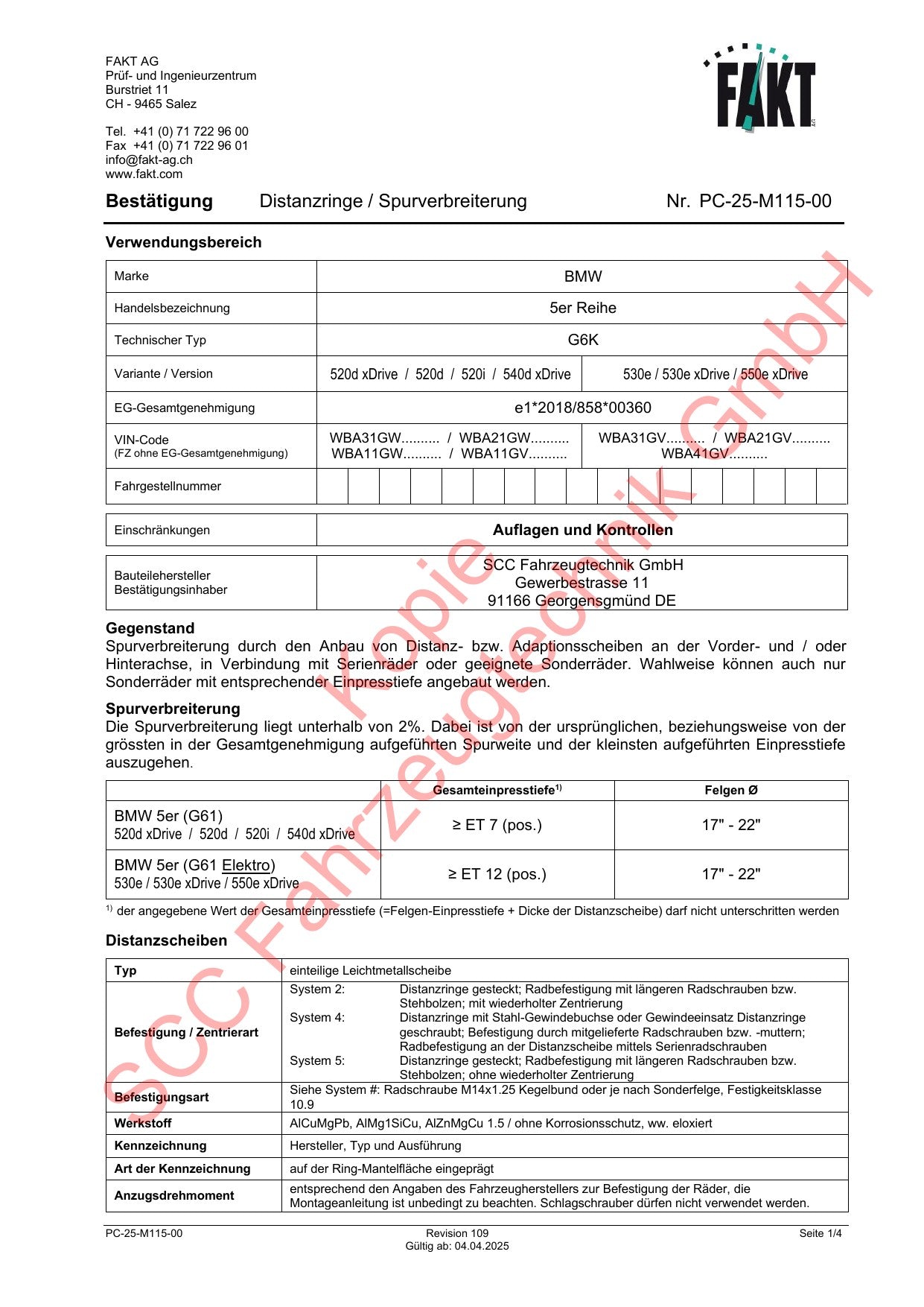 BMW 5er T G61 FAKT Gutachten