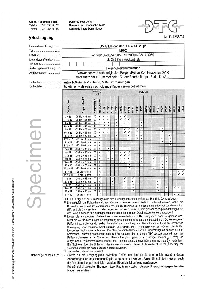 DTC Felgengutachten Vorschau