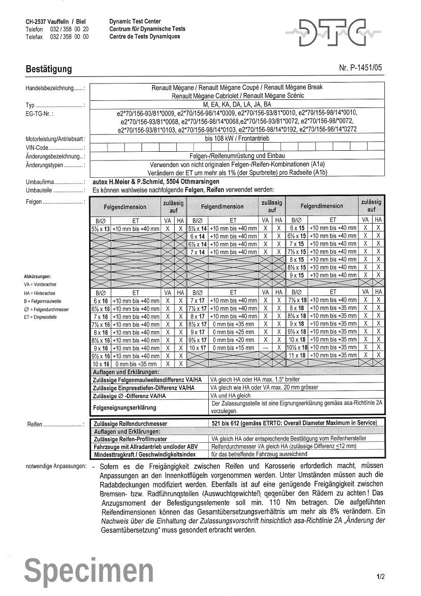 DTC Felgengutachten Vorschau