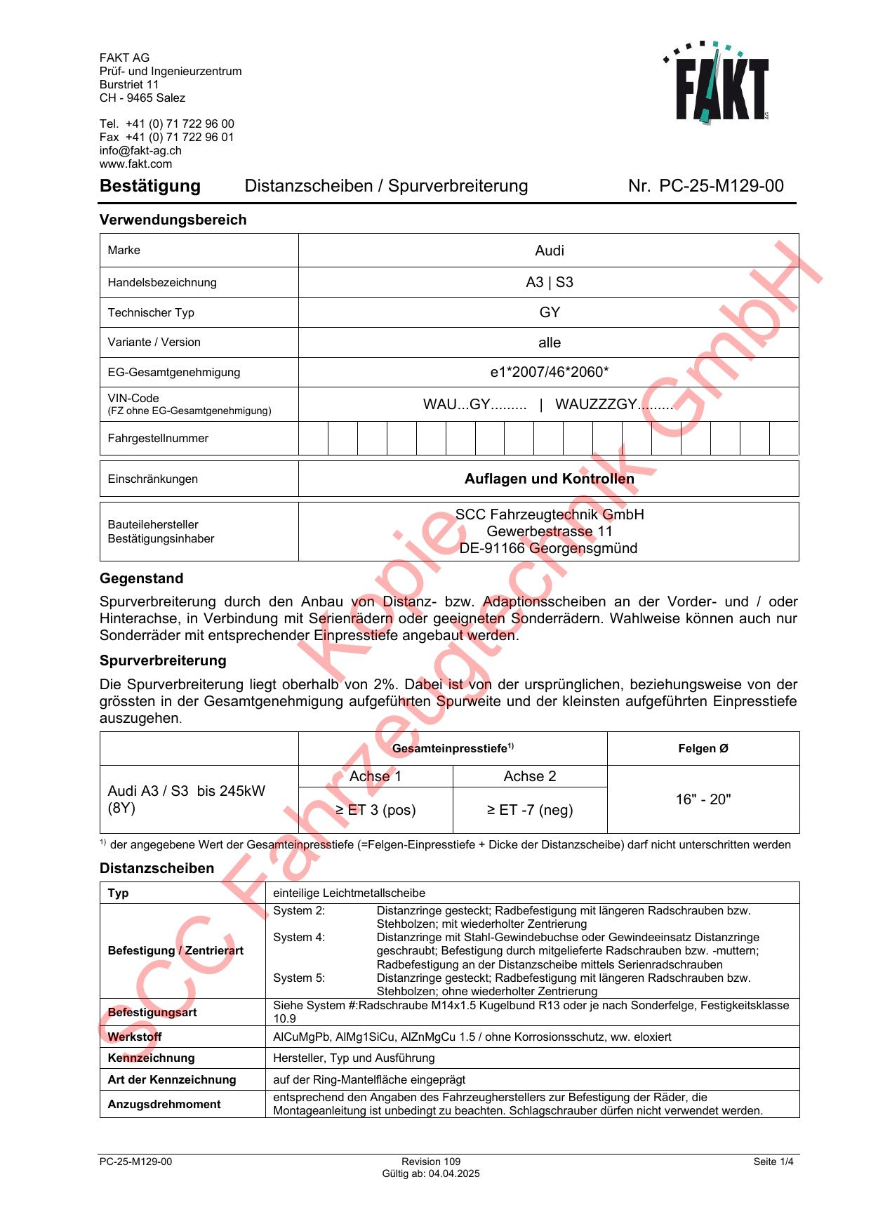 Audi A3 S3 GY FAKT Gutachten