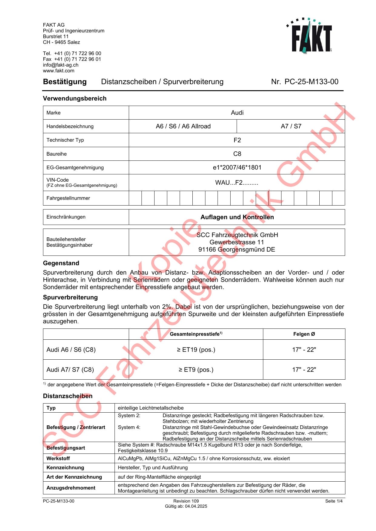 Audi A6 S6 C8 FAKT Gutachten