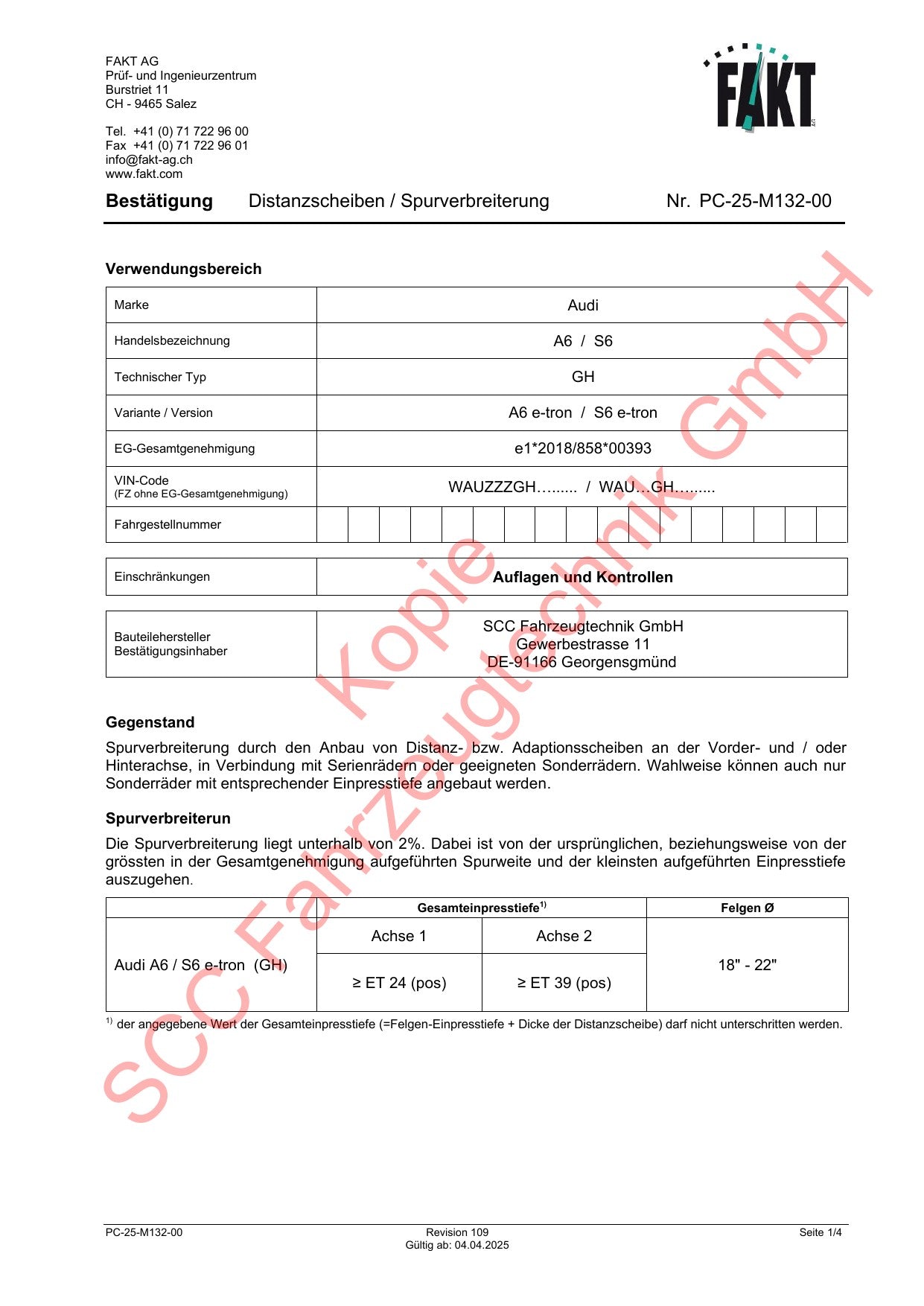 Audi A6 S6 etron GH FAKT Gutachten