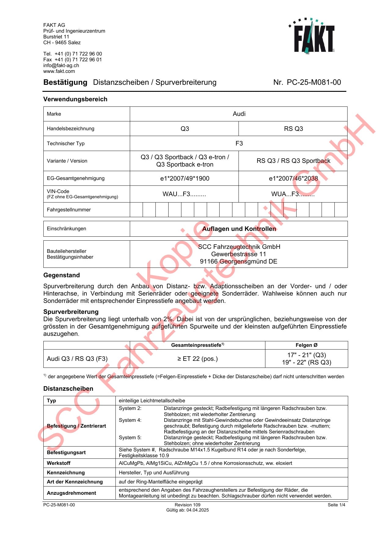 Audi Q3 F3 FAKT Gutachten