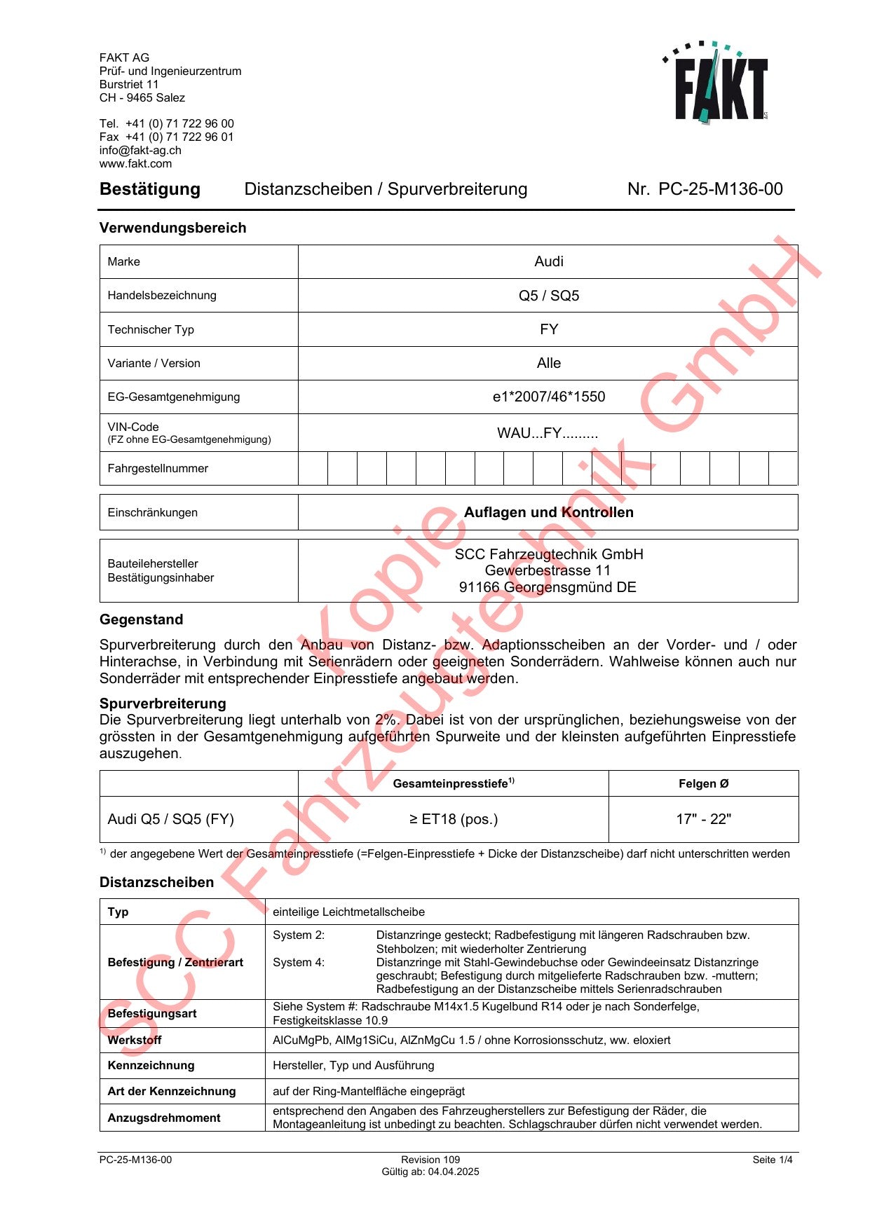 Audi Q5 SQ5 FY FAKT Gutachten