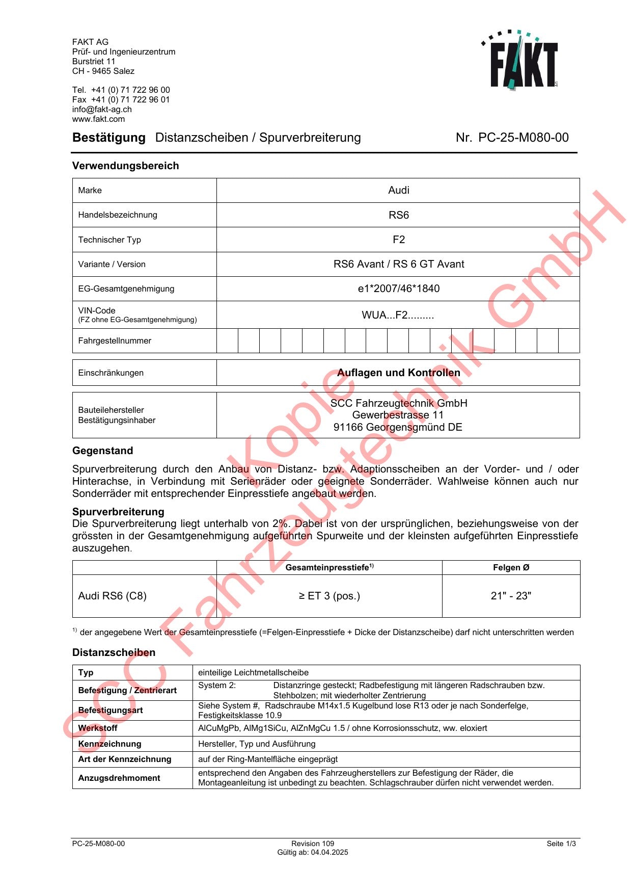 Audi RS6 C8 FAKT Gutachten
