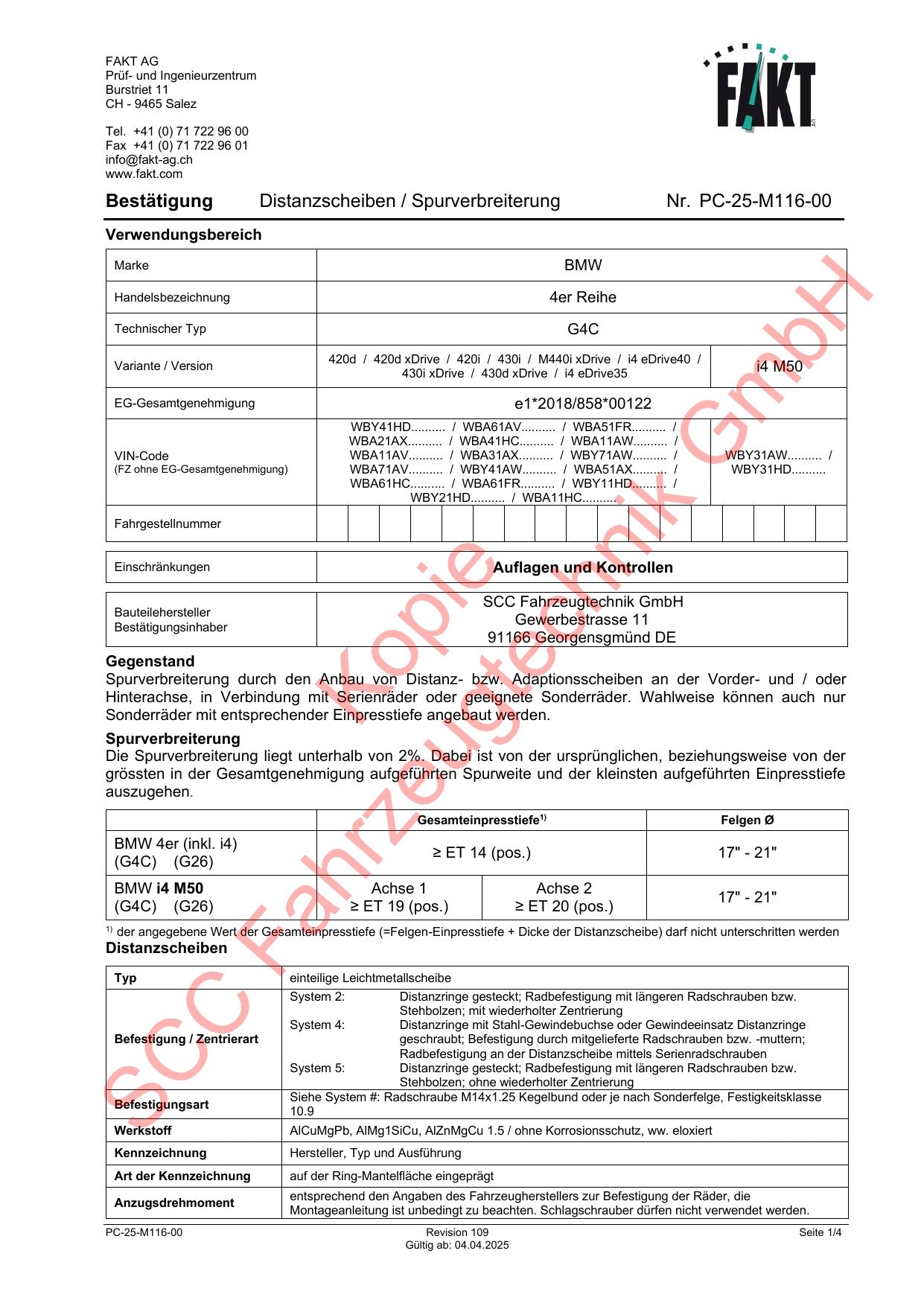 BMW 4er GC G26 FAKT Gutachten
