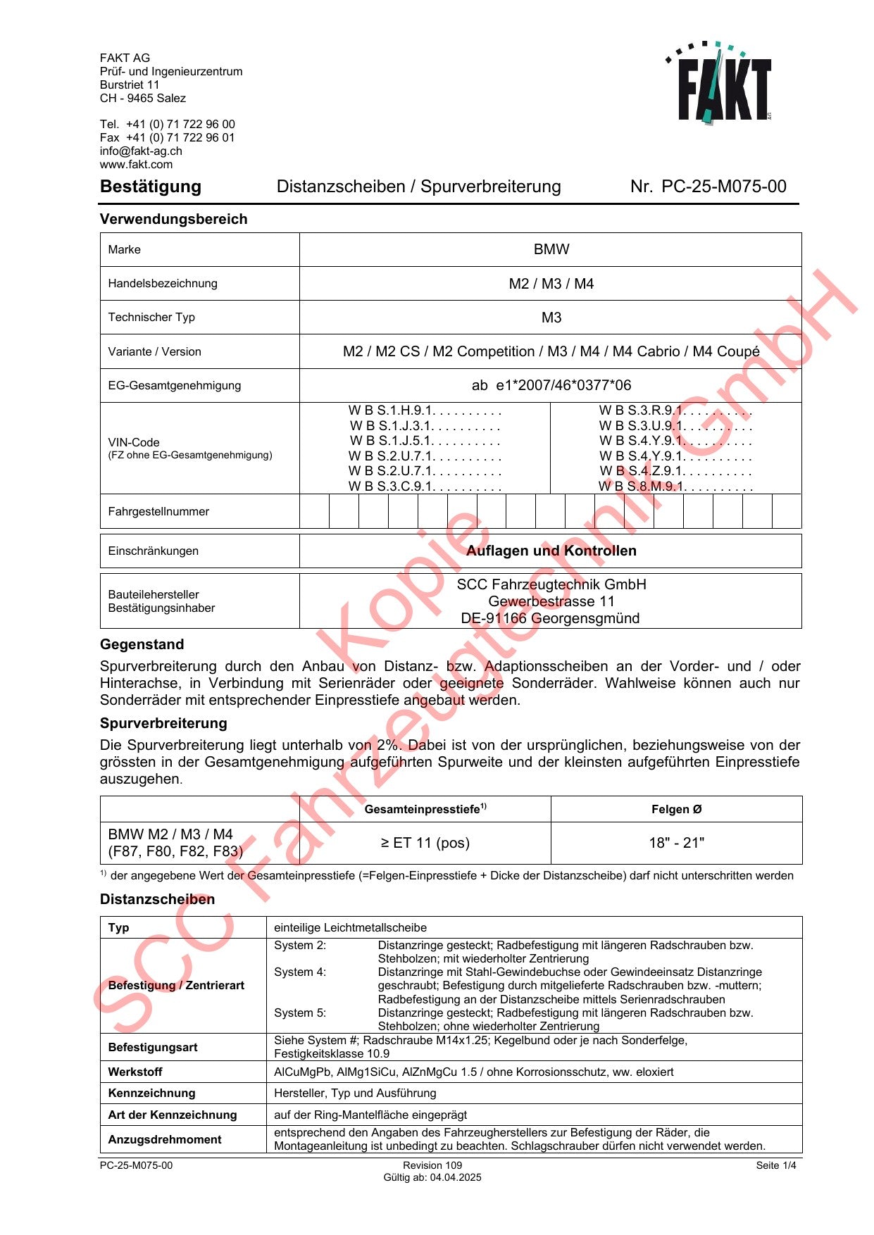 BMW M2 M3 M4 F87 FAKT Gutachten
