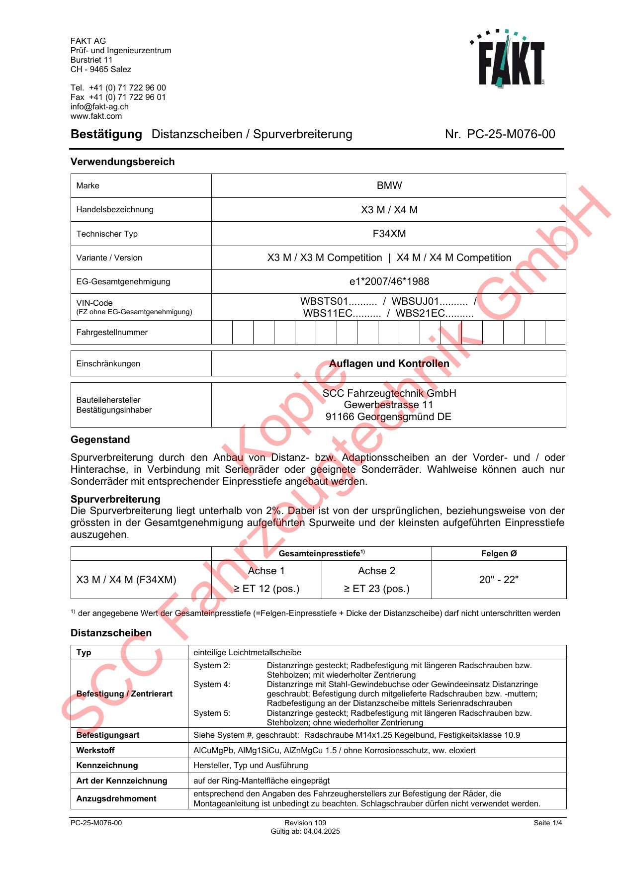 BMW X3M X4M F34XM FAKT Gutachten