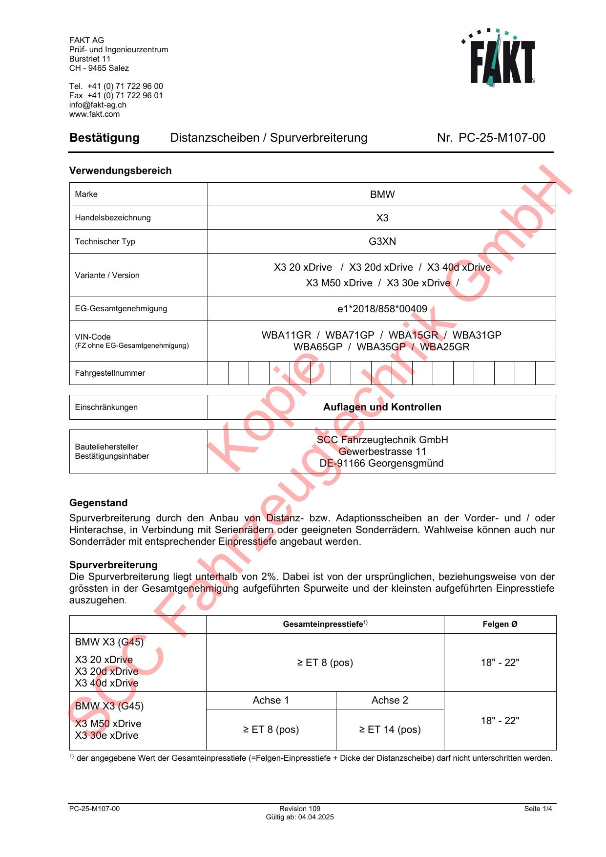 BMW X3 G45 FAKT Gutachten