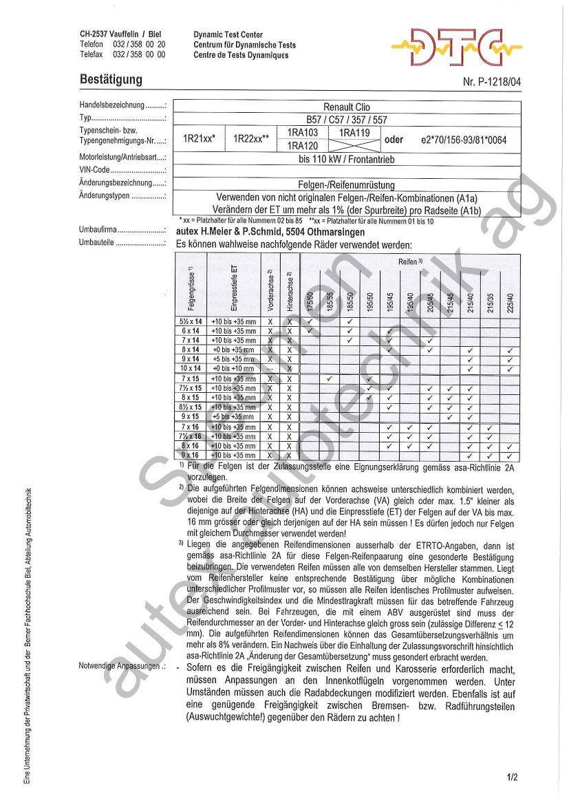 DTC Felgengutachten Vorschau
