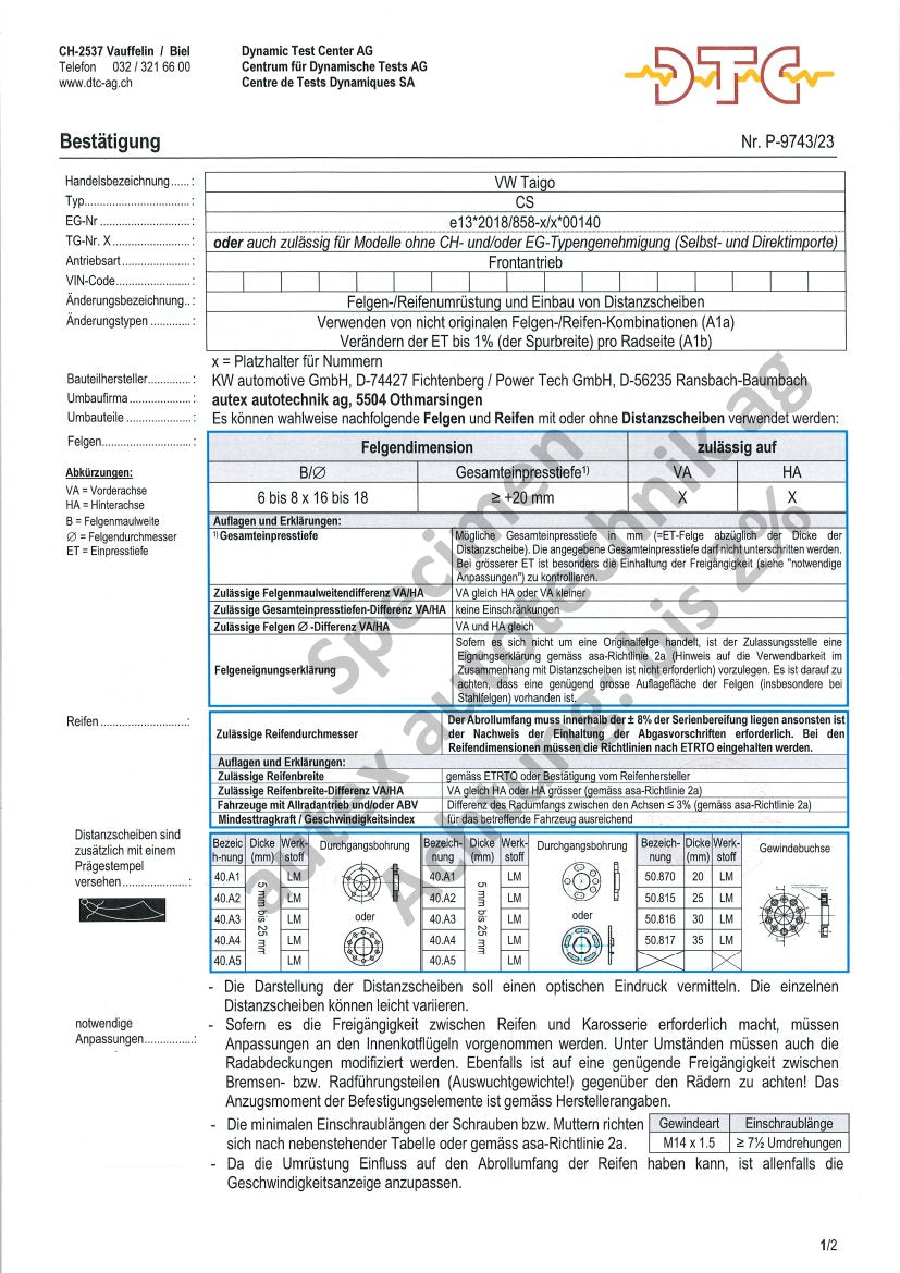 DTC Felgengutachten Vorschau