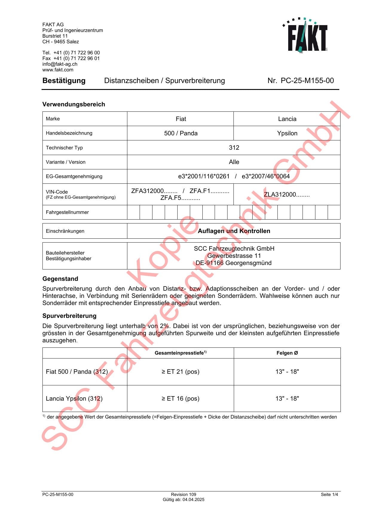 Fiat 500 312 FAKT Gutachten