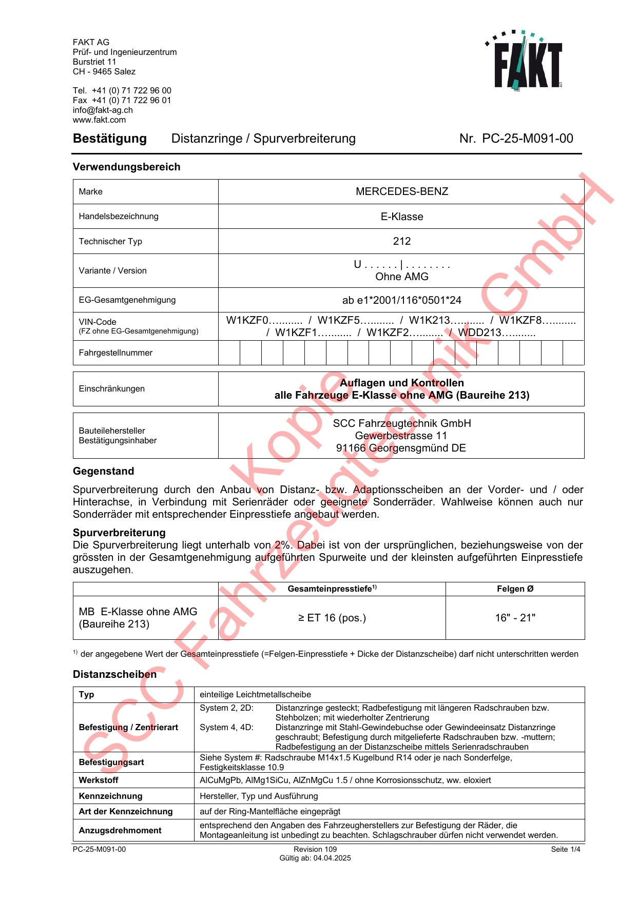 Mercedes E-Klasse 213 FAKT Gutachten