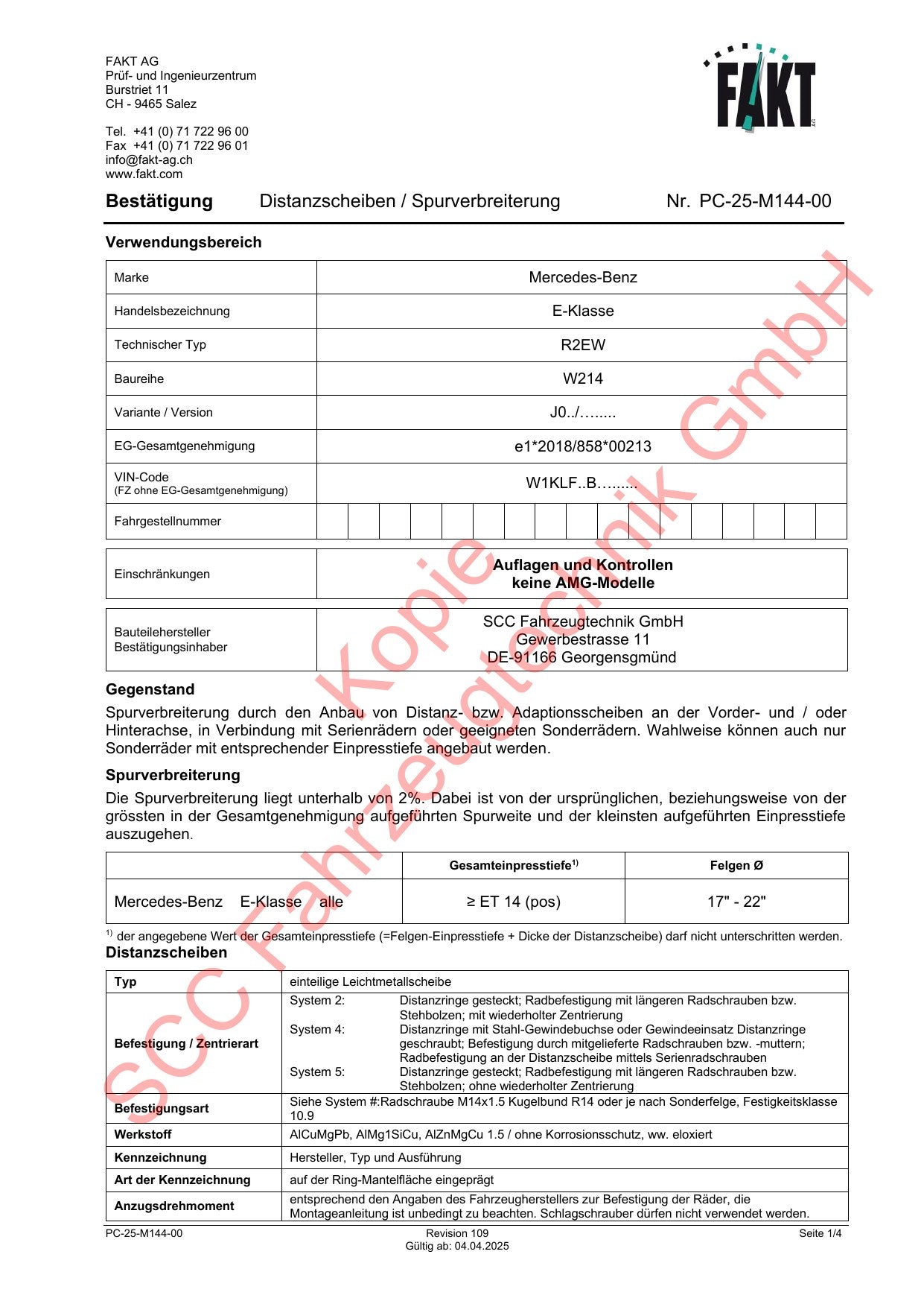 Mercedes E W214 FAKT Gutachten