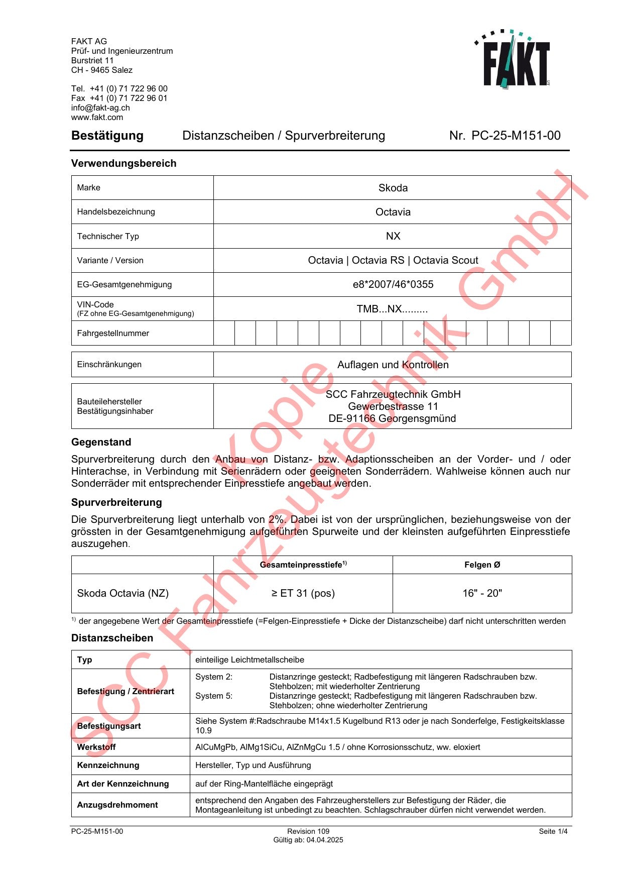 Skoda Octavia NX FAKT Gutachten