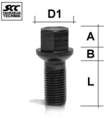 Radschraube M14x1.5 Kugel R13 SW-17 L-33 schwarz