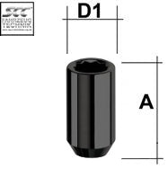 Radmutter M12x1.25 Kegel 60° SW-Stern L-37 schwarz